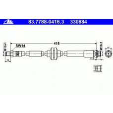83.7788-0416.3 ATE Тормозной шланг