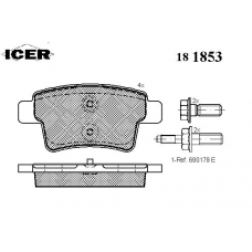 181853 ICER Комплект тормозных колодок, дисковый тормоз