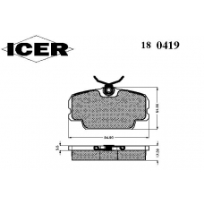 180419 ICER Комплект тормозных колодок, дисковый тормоз