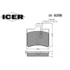 180358 ICER Комплект тормозных колодок, дисковый тормоз