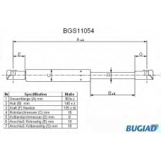 BGS11054 BUGIAD Газовая пружина, заднее стекло