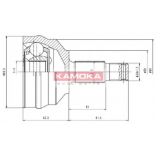 6698 KAMOKA Шарнирный комплект, приводной вал