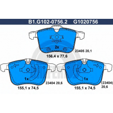 B1.G102-0756.2 GALFER Комплект тормозных колодок, дисковый тормоз