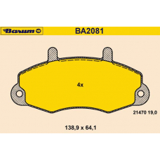 BA2081 BARUM Комплект тормозных колодок, дисковый тормоз