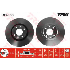 DF4183 TRW Тормозной диск