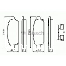 0 986 494 666 BOSCH Комплект тормозных колодок, дисковый тормоз