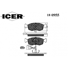 180955 ICER Комплект тормозных колодок, дисковый тормоз