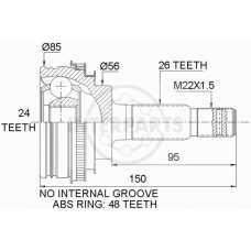 OJ-0255 InterParts Шарнирный комплект, приводной вал