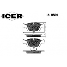 180801 ICER Комплект тормозных колодок, дисковый тормоз