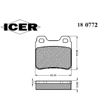 180772 ICER Комплект тормозных колодок, дисковый тормоз