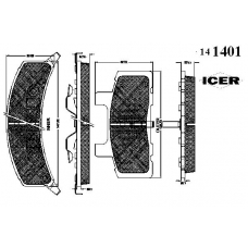141401 ICER Комплект тормозных колодок, дисковый тормоз
