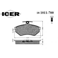 181011-700 ICER Комплект тормозных колодок, дисковый тормоз