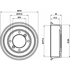 8DT 355 302-041 HELLA Тормозной барабан