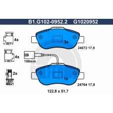 B1.G102-0952.2 GALFER Комплект тормозных колодок, дисковый тормоз