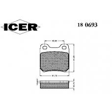 180693 ICER Комплект тормозных колодок, дисковый тормоз