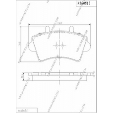 N360N13 NPS Комплект тормозных колодок, дисковый тормоз