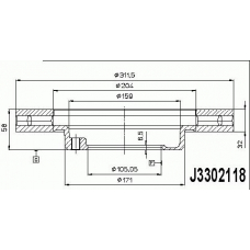 J3302118 NIPPARTS Тормозной диск