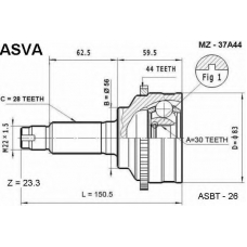 MZ-37A44 ASVA Шарнирный комплект, приводной вал