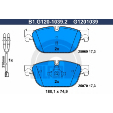 B1.G120-1039.2 GALFER Комплект тормозных колодок, дисковый тормоз