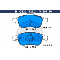 B1.G120-1126.2 GALFER Комплект тормозных колодок, дисковый тормоз