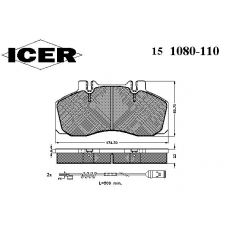 151080-110 ICER Комплект тормозных колодок, дисковый тормоз