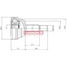 6614 KAMOKA Шарнирный комплект, приводной вал