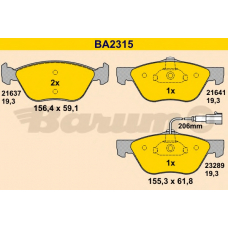 BA2315 BARUM Комплект тормозных колодок, дисковый тормоз