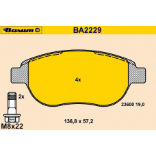 BA2229 BARUM Комплект тормозных колодок, дисковый тормоз