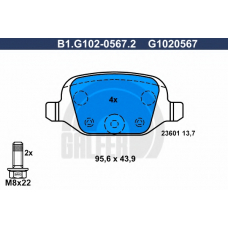 B1.G102-0567.2 GALFER Комплект тормозных колодок, дисковый тормоз