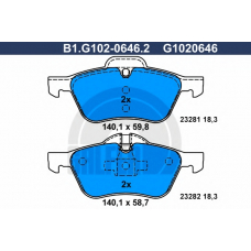 B1.G102-0646.2 GALFER Комплект тормозных колодок, дисковый тормоз