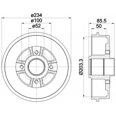 8DT 355 301-391 HELLA PAGID Тормозной барабан