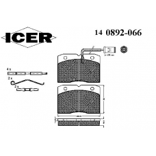 140892-066 ICER Комплект тормозных колодок, дисковый тормоз