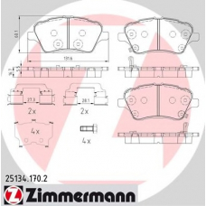 25134.170.2 ZIMMERMANN Комплект тормозных колодок, дисковый тормоз