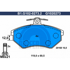 B1.G102-0273.2 GALFER Комплект тормозных колодок, дисковый тормоз