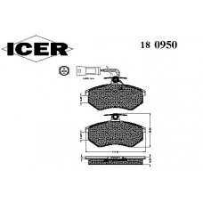 180950 ICER Комплект тормозных колодок, дисковый тормоз
