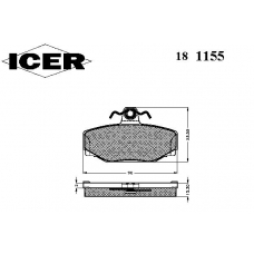 181155 ICER Комплект тормозных колодок, дисковый тормоз