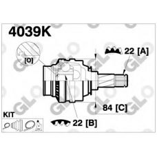 4039K GLO Шарнирный комплект, приводной вал