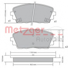 1170361 METZGER Комплект тормозных колодок, дисковый тормоз