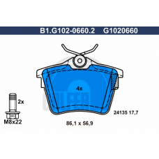 B1.G102-0660.2 GALFER Комплект тормозных колодок, дисковый тормоз