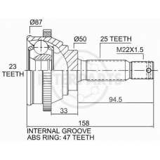 OJ-0637 InterParts Шарнирный комплект, приводной вал