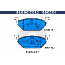 B1.G102-0331.2 GALFER Комплект тормозных колодок, дисковый тормоз
