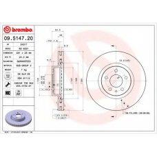 09.5147.20 BREMBO Тормозной диск