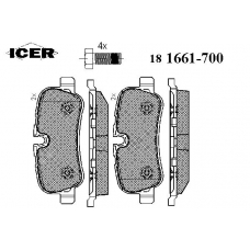 181661-700 ICER Комплект тормозных колодок, дисковый тормоз