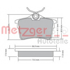1170139 METZGER Комплект тормозных колодок, дисковый тормоз