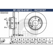 B1.G210-0187.1 GALFER Тормозной диск