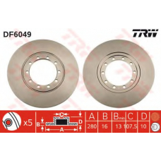DF6049 TRW Тормозной диск