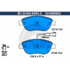 B1.G102-0503.2 GALFER Комплект тормозных колодок, дисковый тормоз