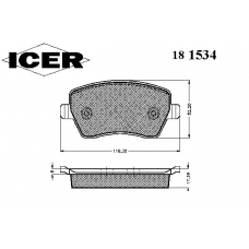 181534 ICER Комплект тормозных колодок, дисковый тормоз