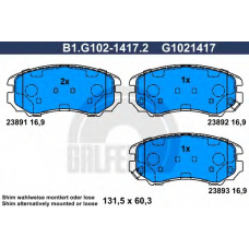 B1.G102-1417.2 GALFER Комплект тормозных колодок, дисковый тормоз