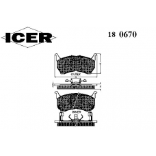 180670 ICER Комплект тормозных колодок, дисковый тормоз